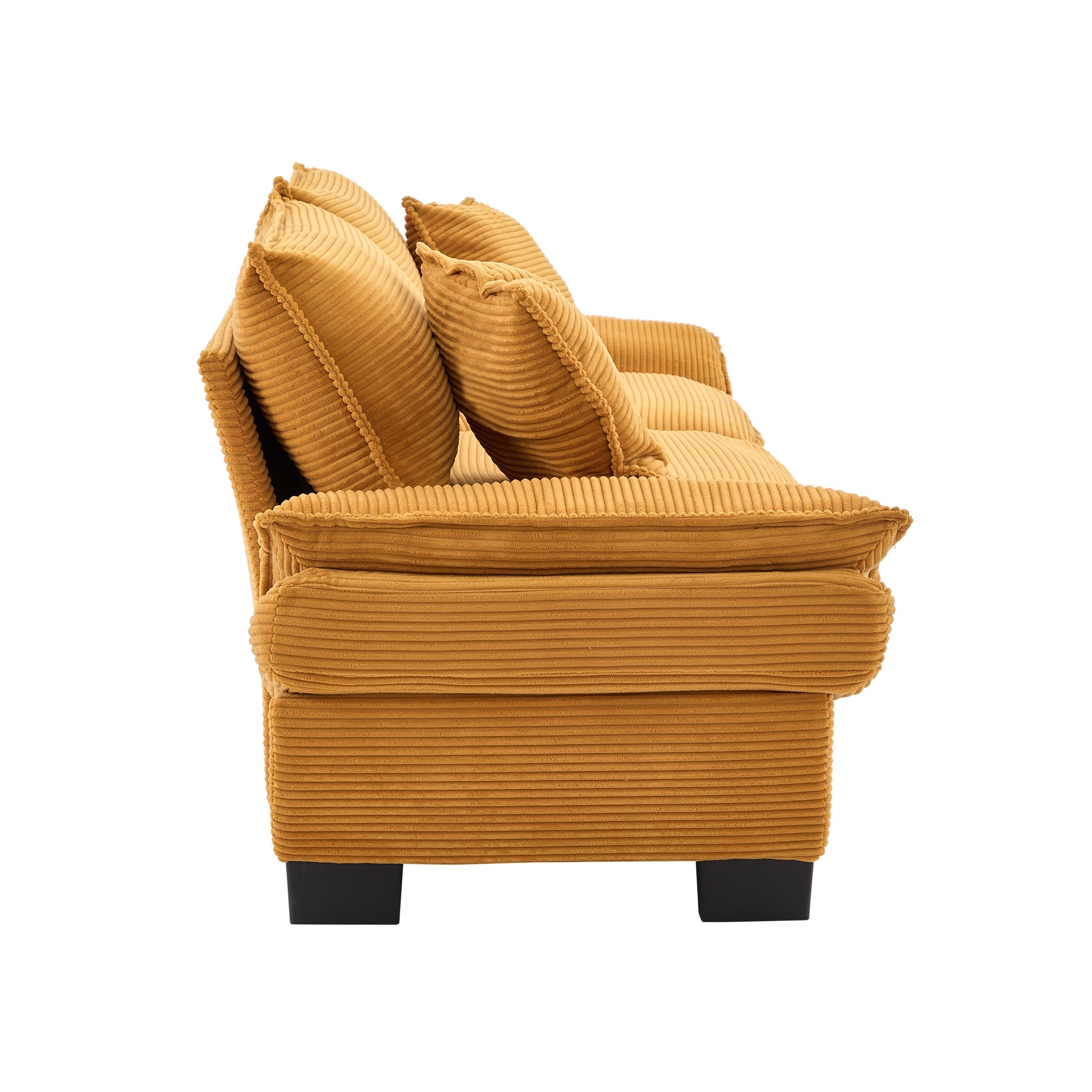 Comfy Corduroy Loveseat Sofa with Pillows  - Yellow
