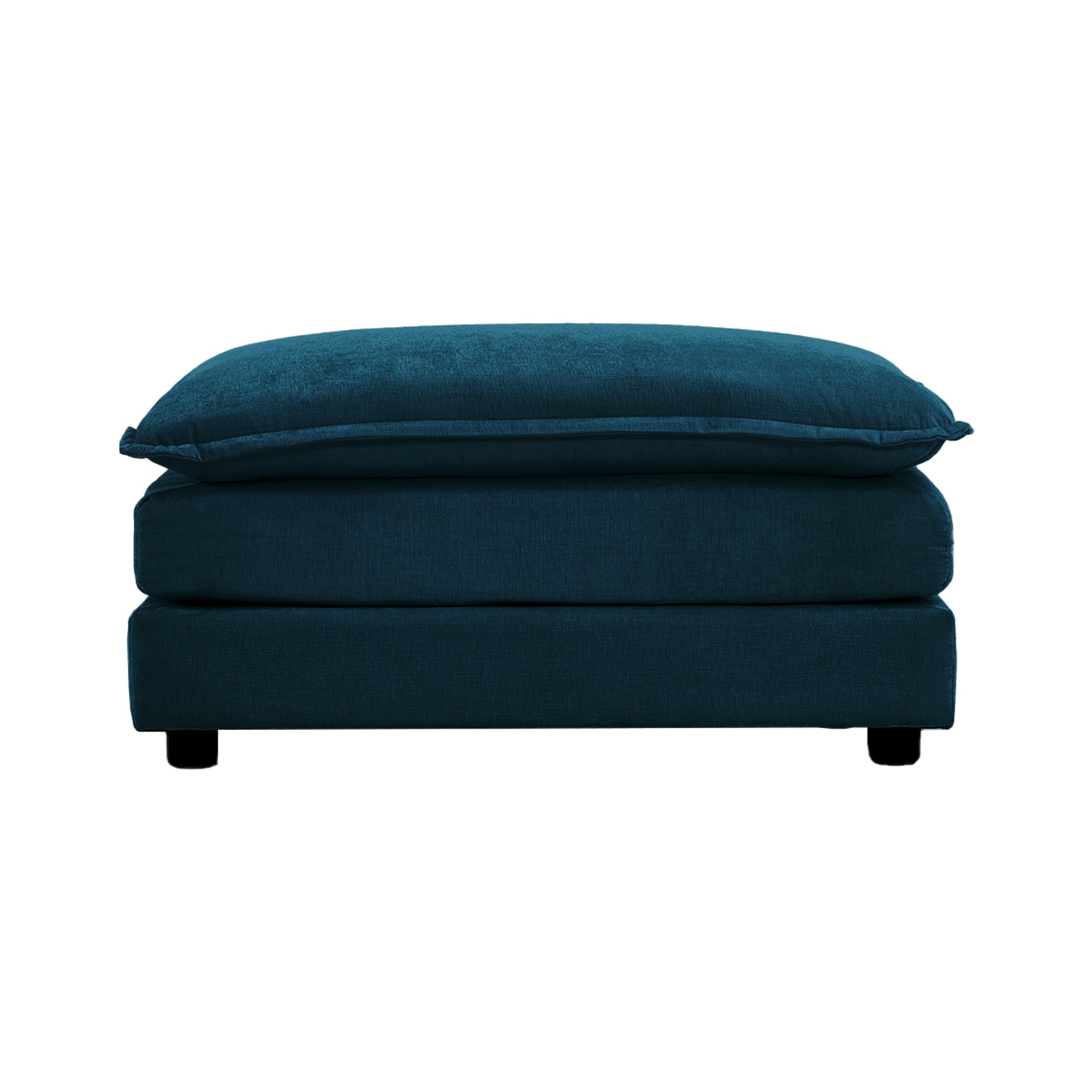 Blue Chenille Fabric Ottoman