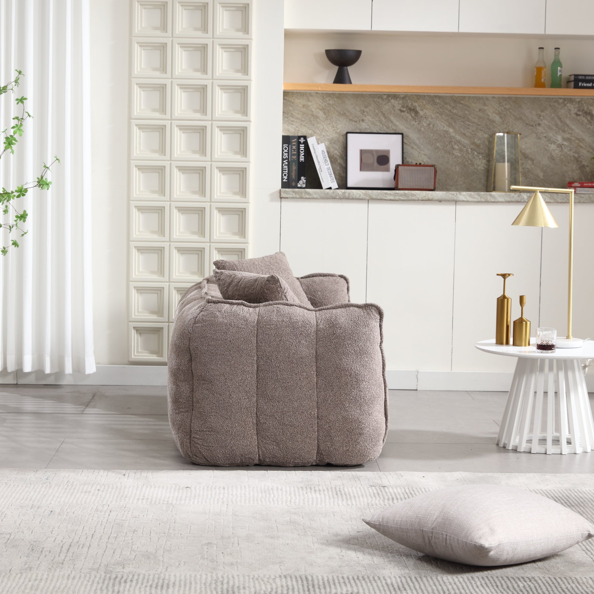 Cozy Beanbag Chair with High Resilience Foam Core in Gray