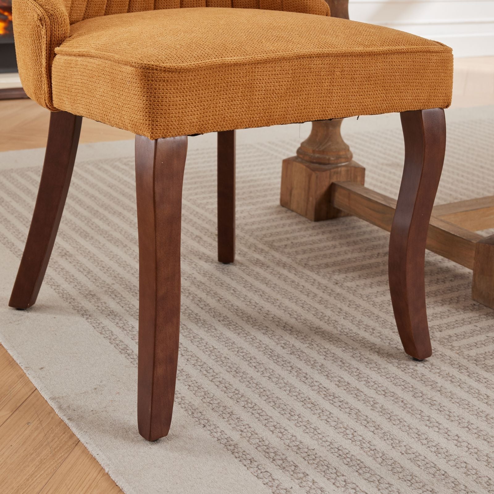 Set of 2 Rayon Cloth Flocking Linen Dining Chairs