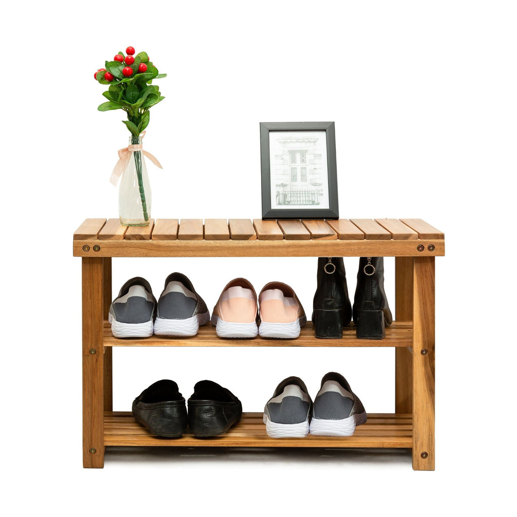Acacia Wood Shoe Rack Bench