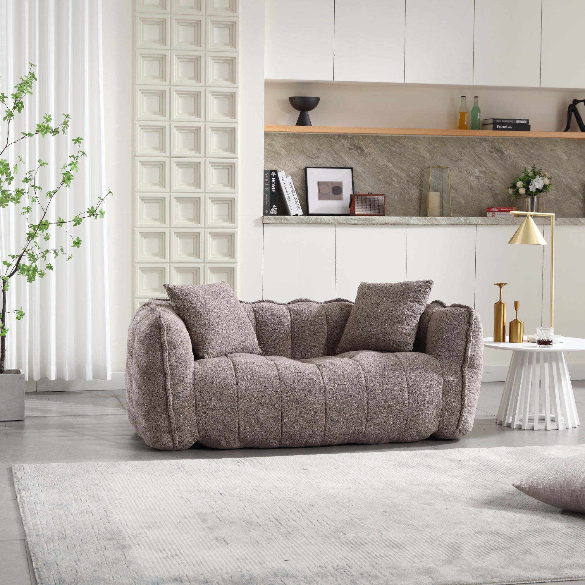 Cozy Beanbag Chair with High Resilience Foam Core in Gray