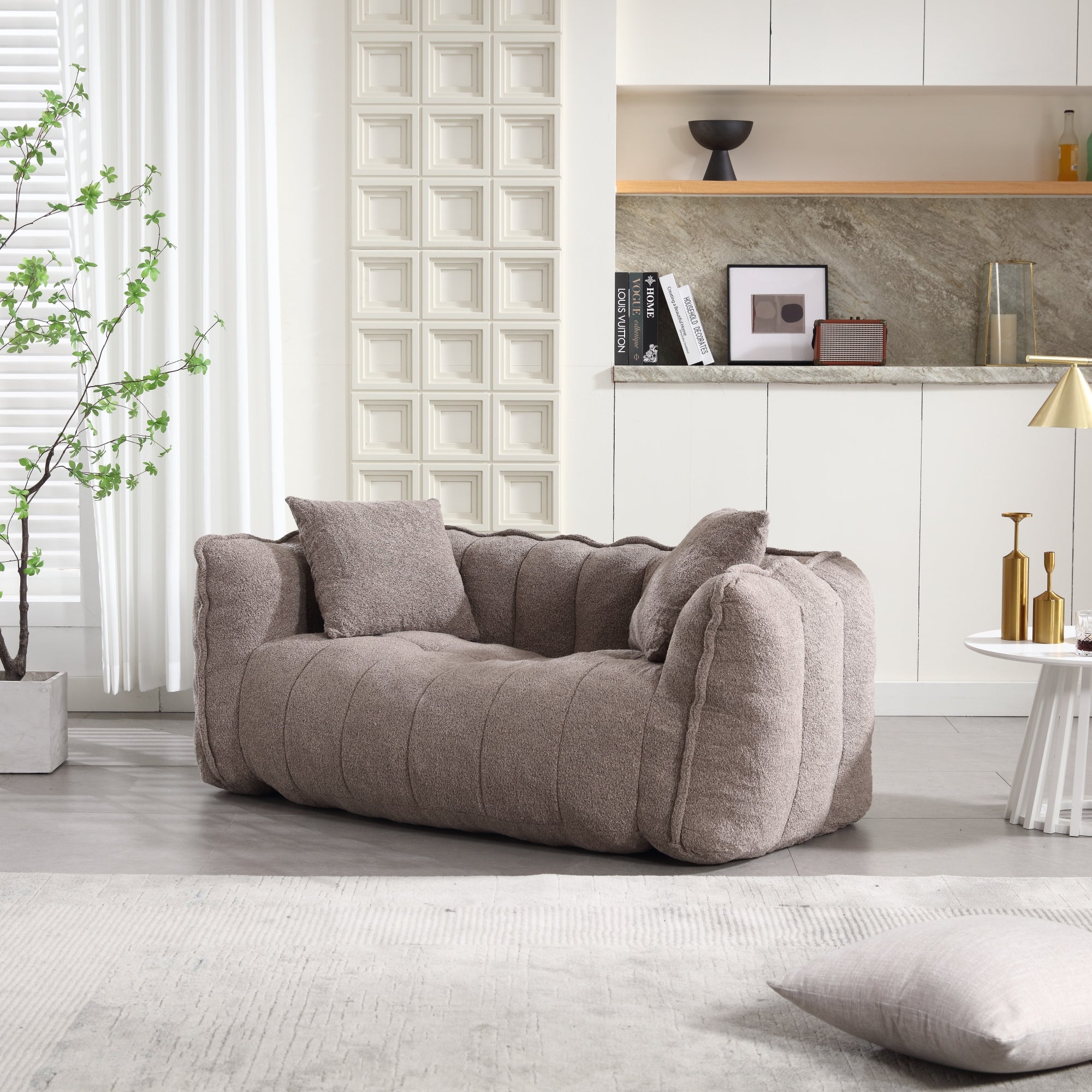 Cozy Beanbag Chair with High Resilience Foam Core in Gray