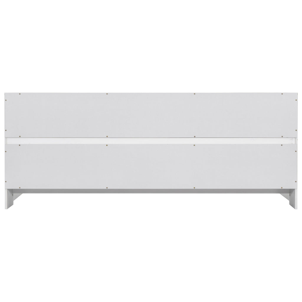 Toddler Full Bed with Side Bookcase,Shelves, & Guardrails - White