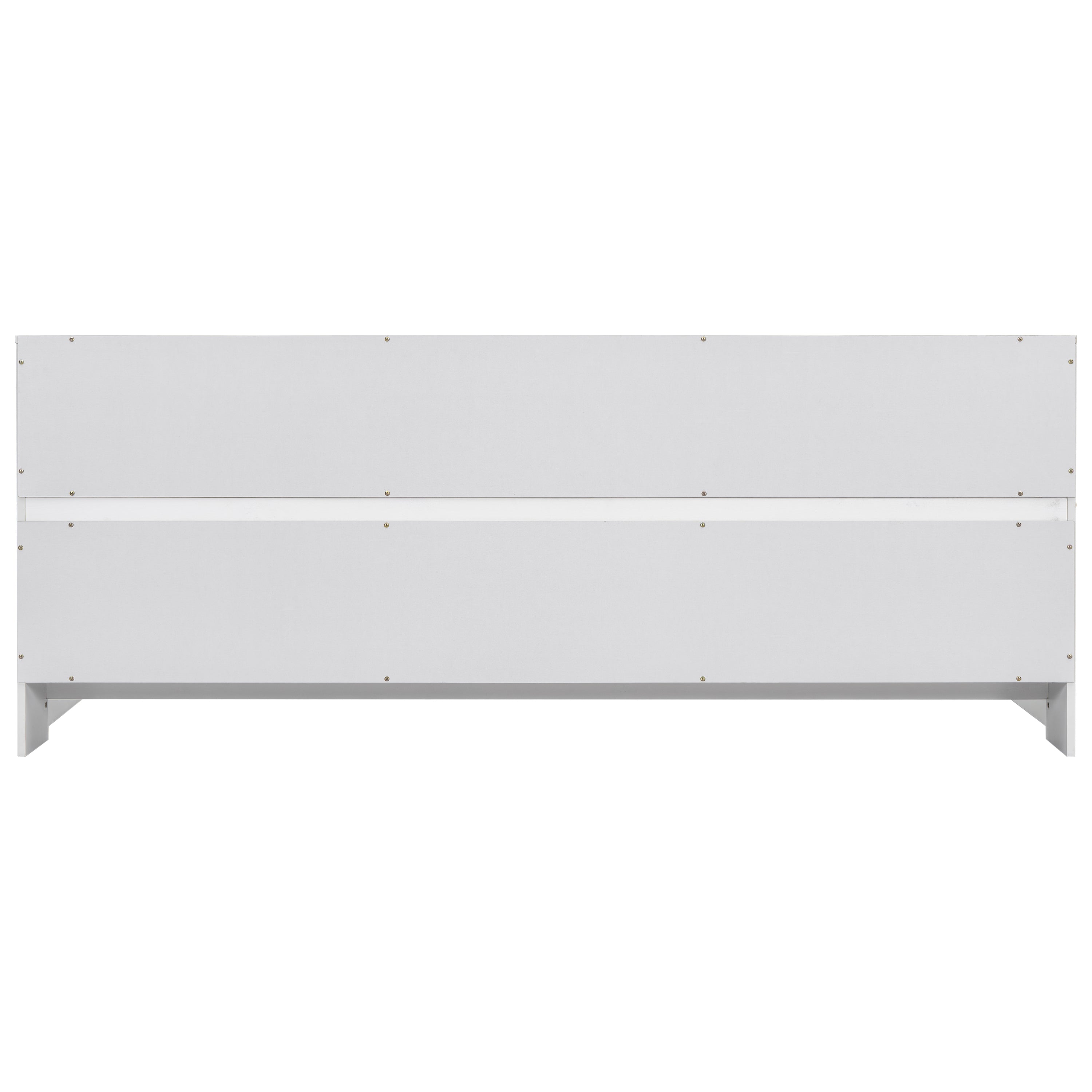 Toddler Full Bed with Side Bookcase,Shelves, & Guardrails - White