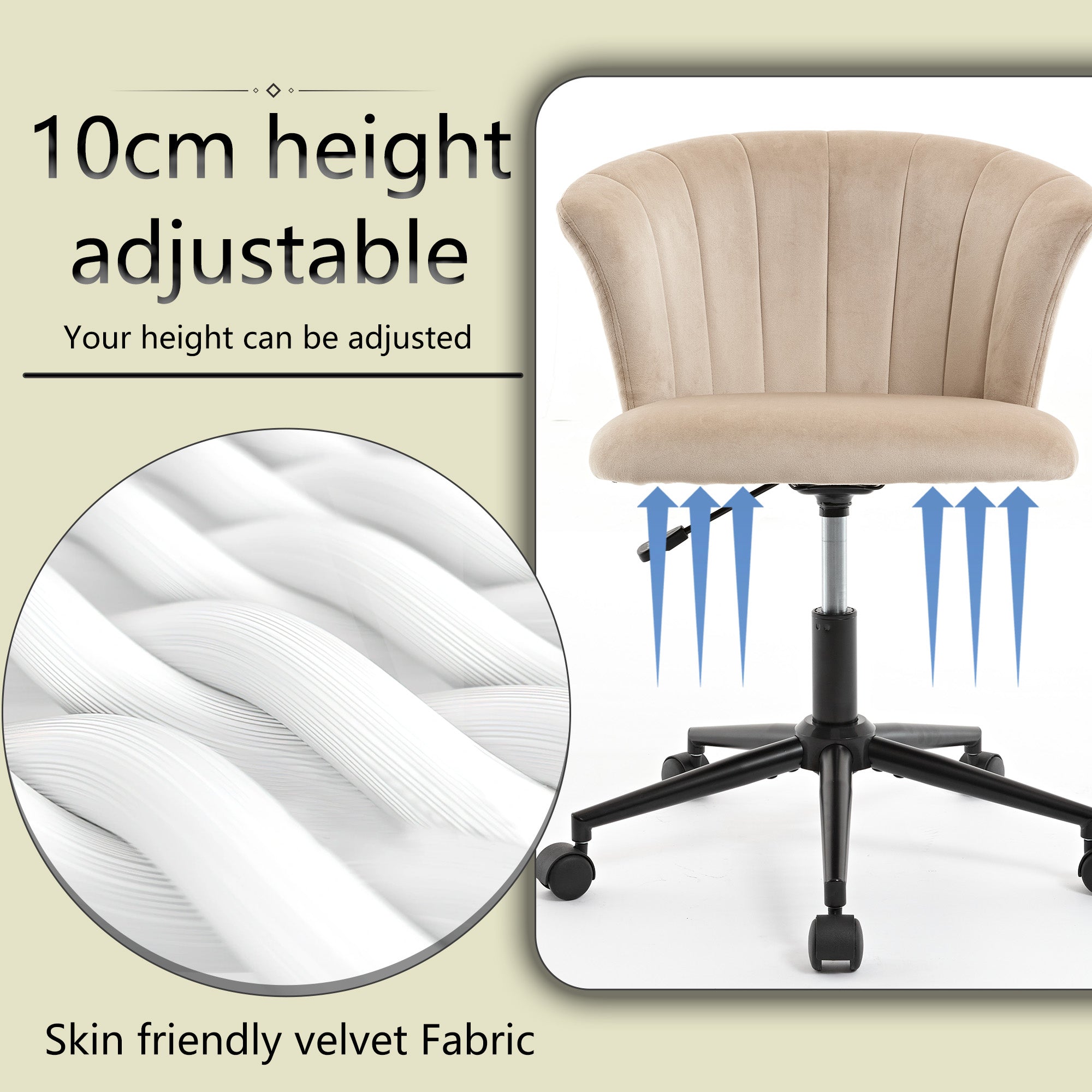 Velvet Fabric Swivel Flower Shape Office Chair