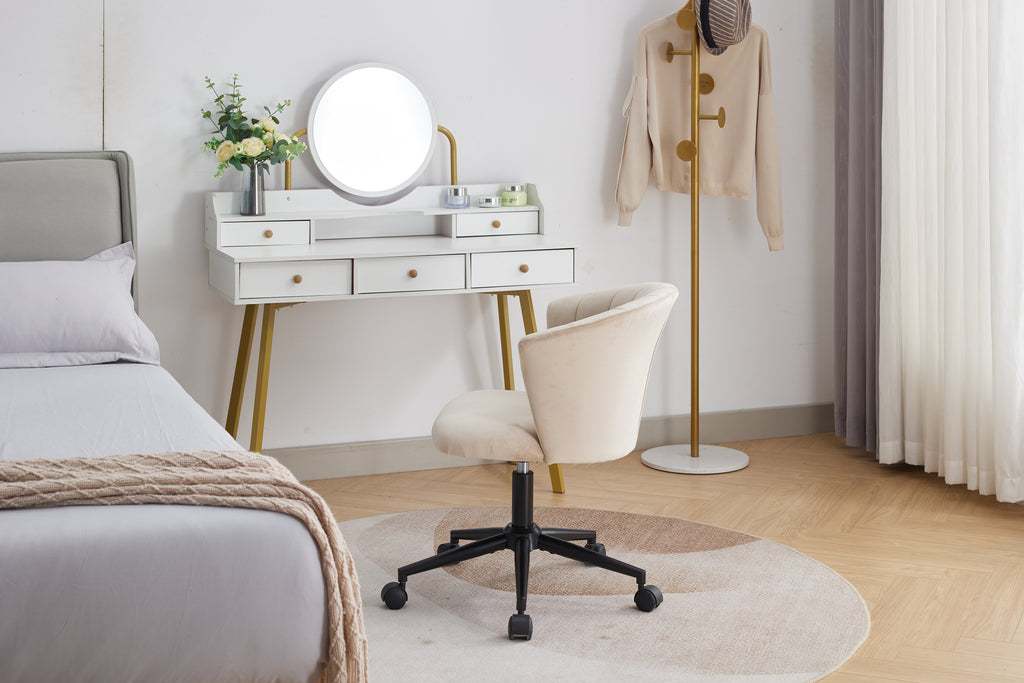 Velvet Fabric Swivel Flower Shape Office Chair