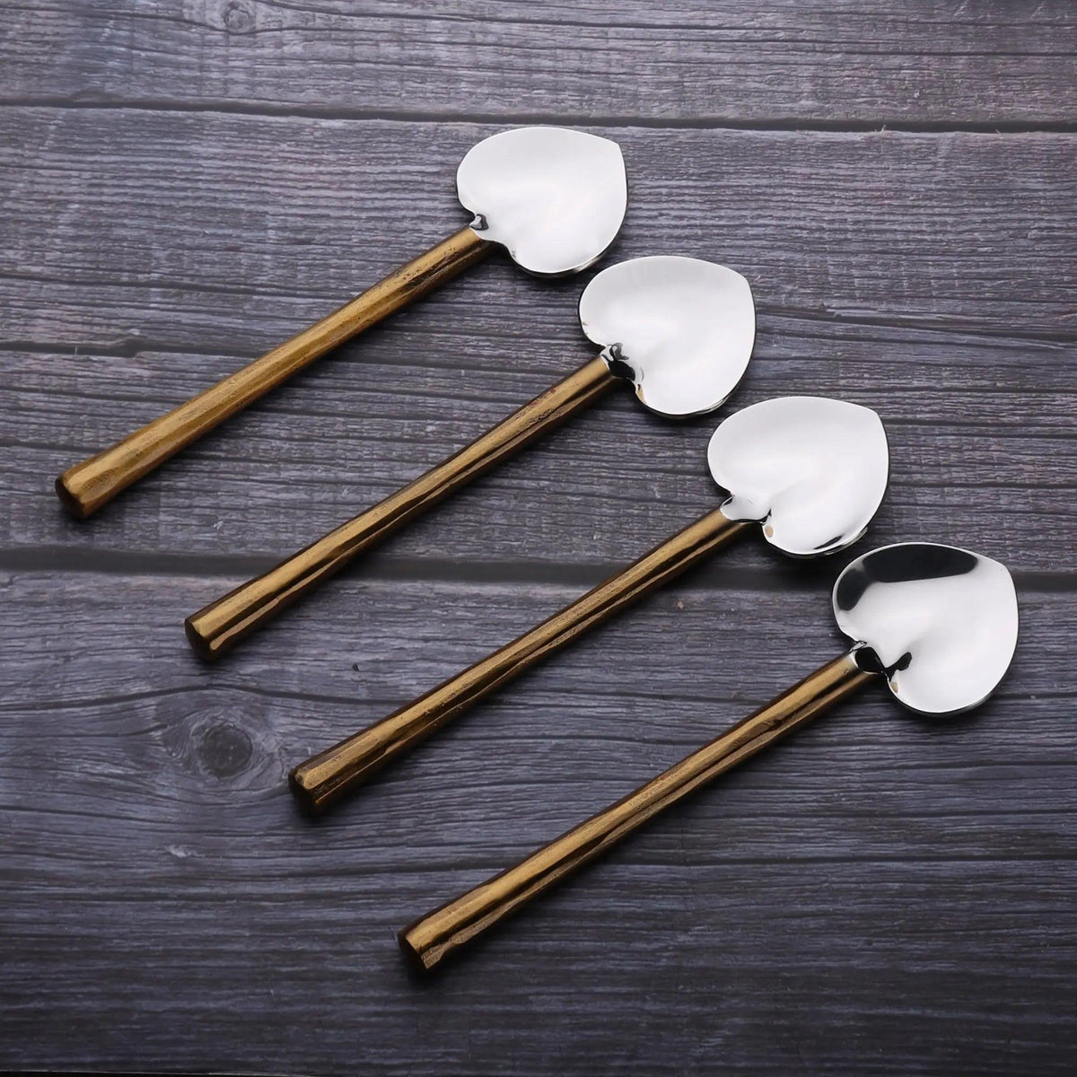 Camellia Vintage Gold Heart Spoon Set