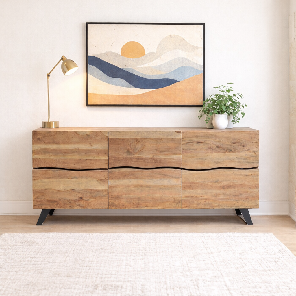 Light Acacia Live Edge Sideboard