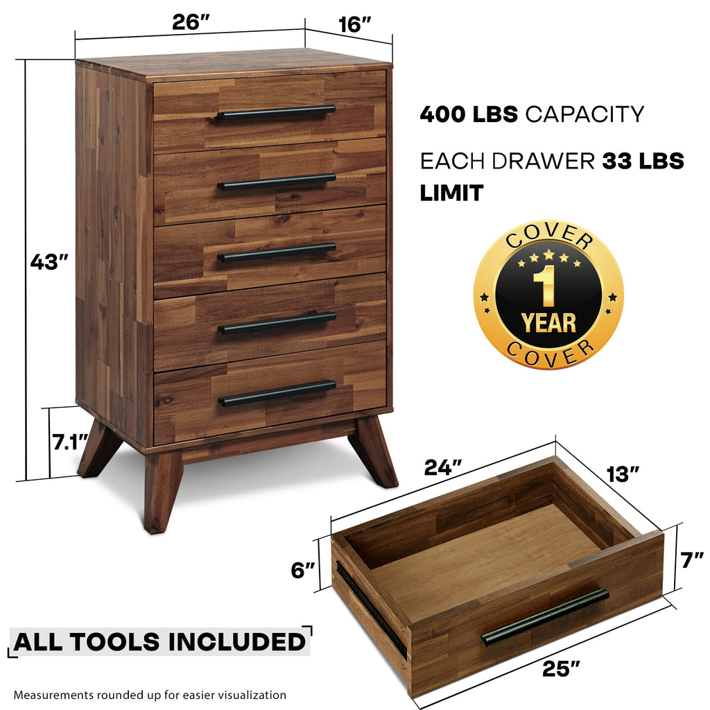 Acacia Linea Solid Wood Dresser for Timeless Elegance