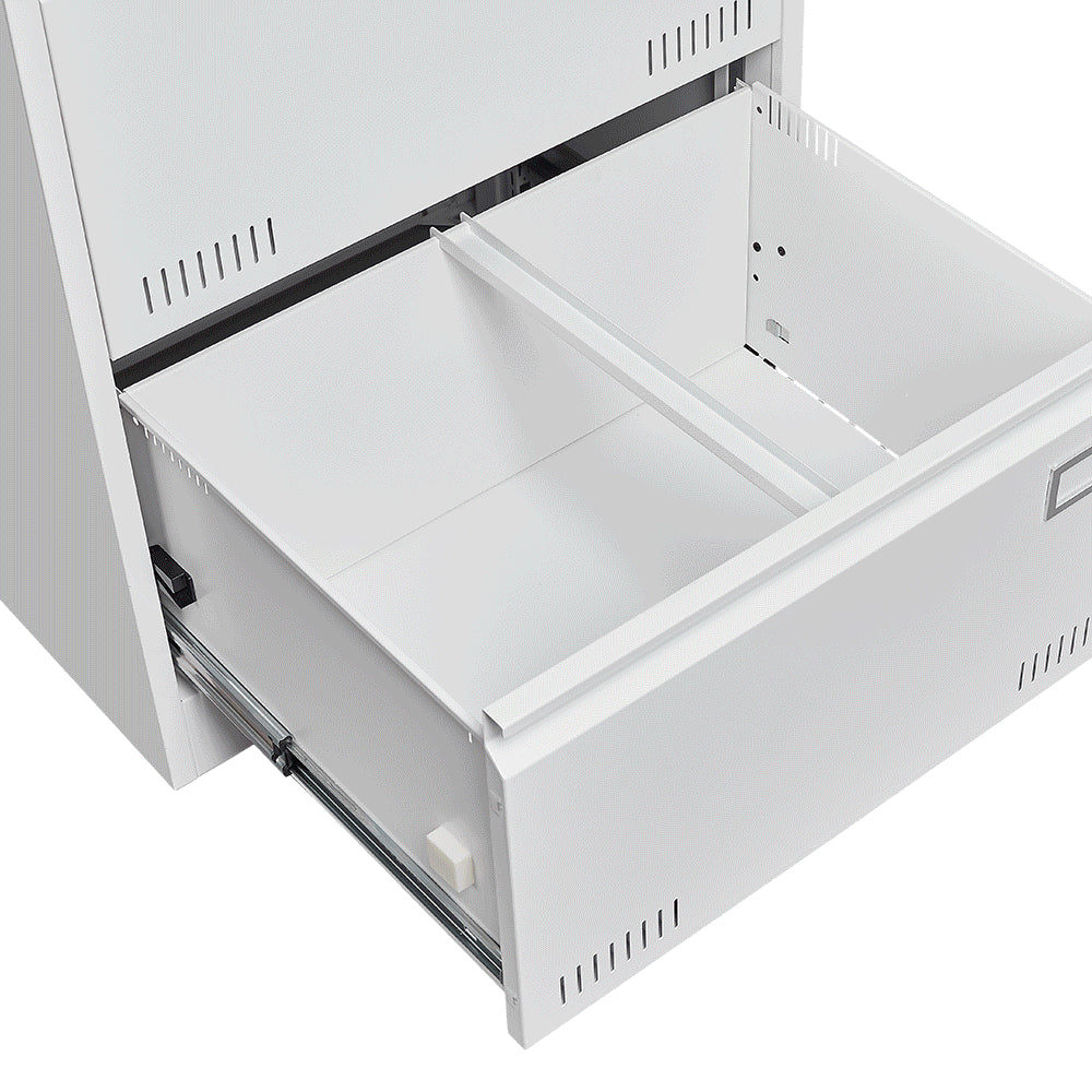 3 Drawer White Filing Cabinet with Lock