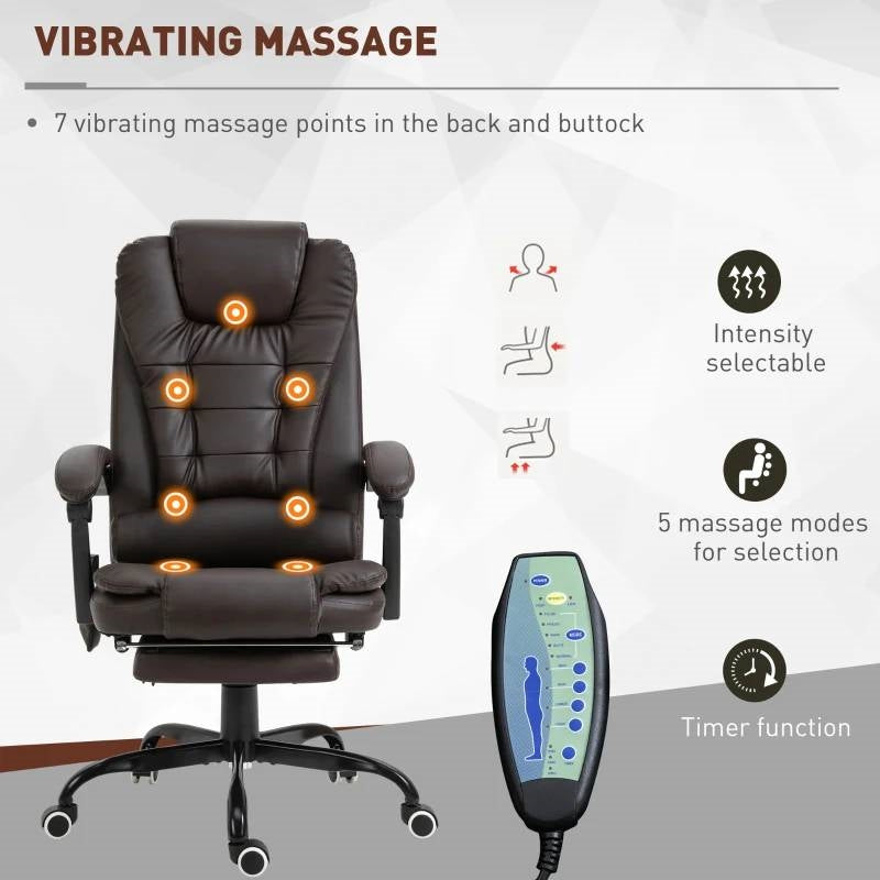 Espresso 7 Mode Vibrating High Back Executive Massage Adjustable Office Chair