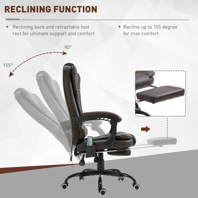 Espresso 7 Mode Vibrating High Back Executive Massage Adjustable Office Chair