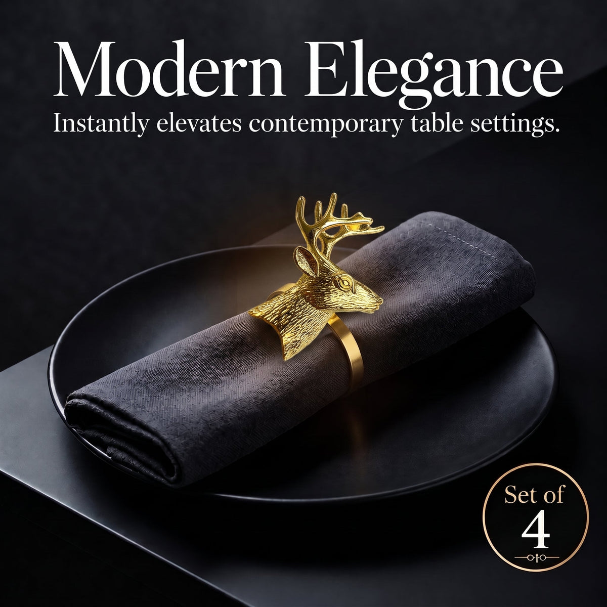 Gold Deer Decorative Napkin Rings