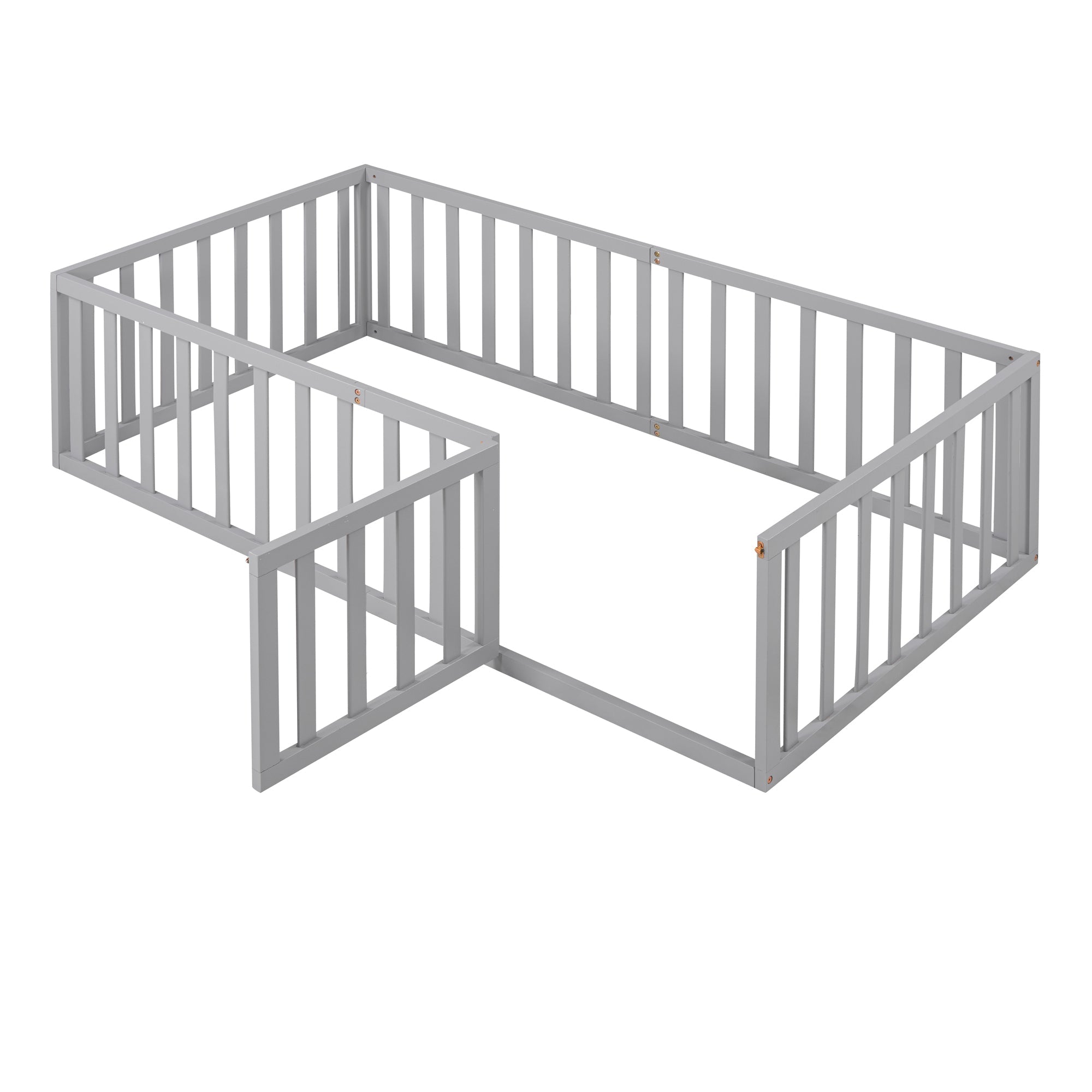 Twin Size Wood Daybed Frame with Fence Gray
