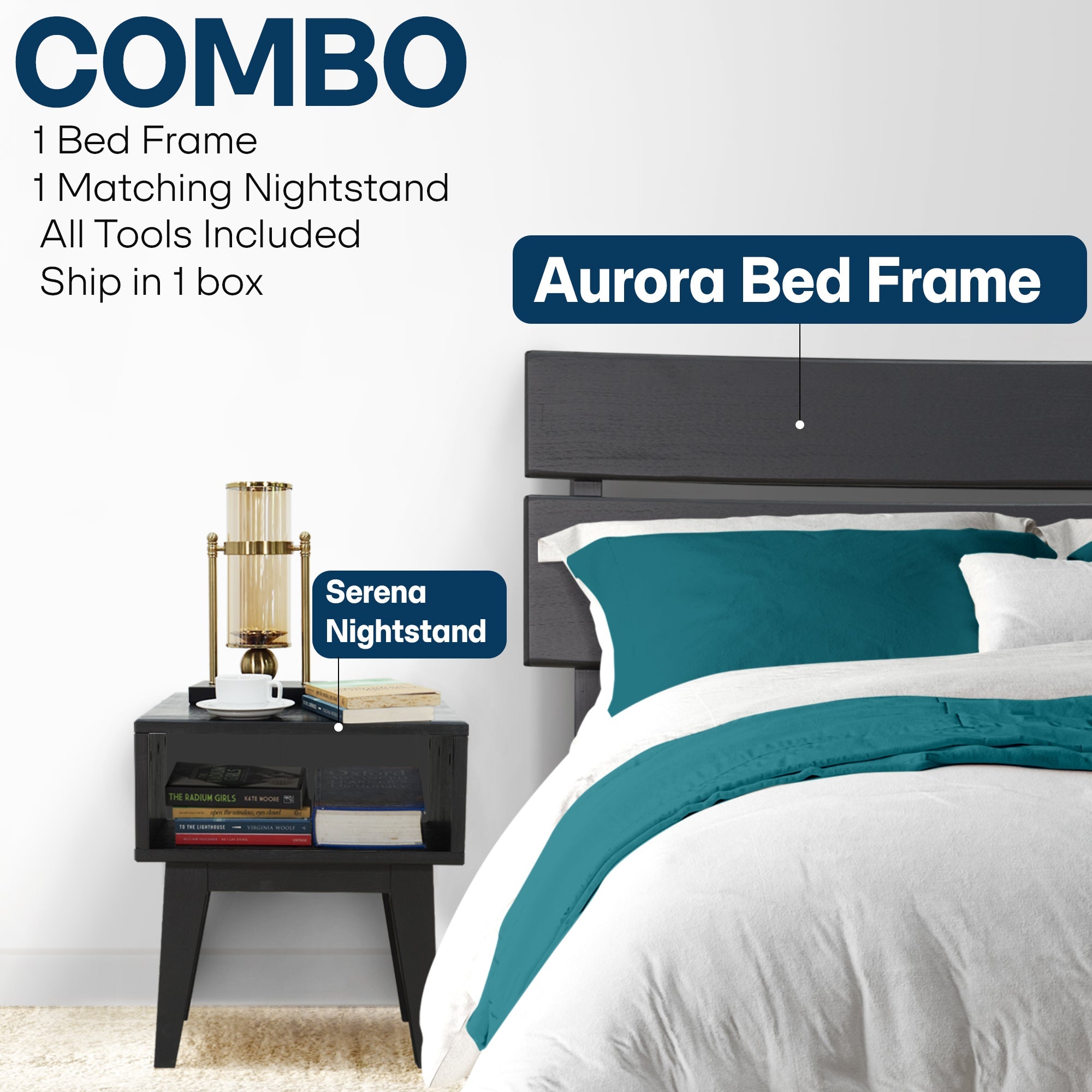 Acacia Solid Wood Bed Frame - Aurora Style for a Stylish Bedroom