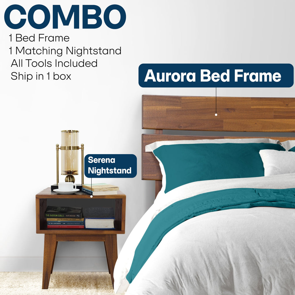 Acacia Solid Wood Bed Frame - Aurora Style for a Stylish Bedroom