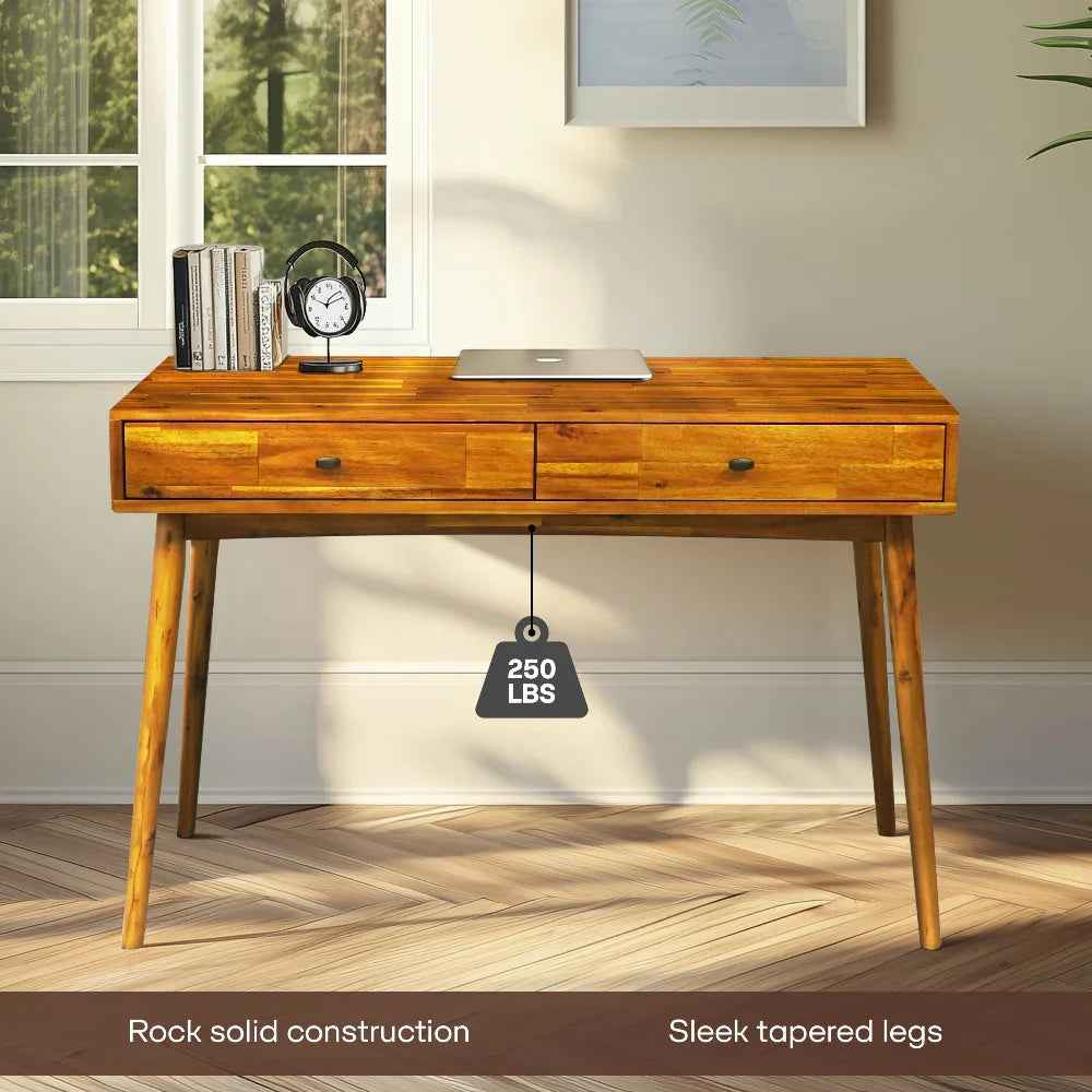 Lagom Solid Acacia Wood Desk with Drawers