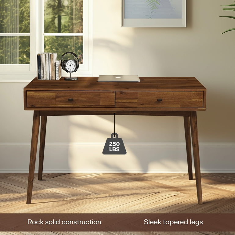 Lagom Solid Acacia Wood Desk with Drawers