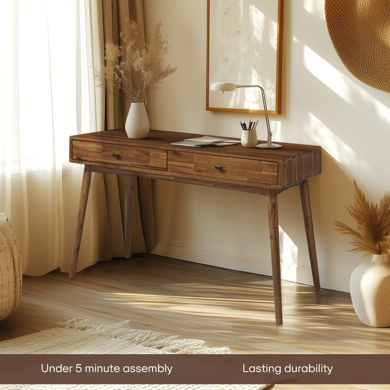 Lagom Solid Acacia Wood Desk with Drawers