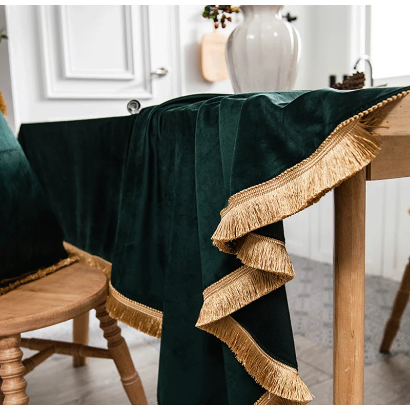 DecorBites™ Velvet Wedding Table Cloth - Premium American Retro Decor