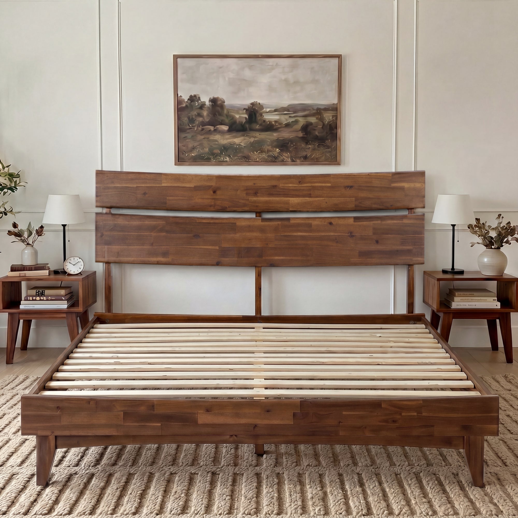 Acacia Solid Wood Bed Frame - Aurora Style for a Stylish Bedroom