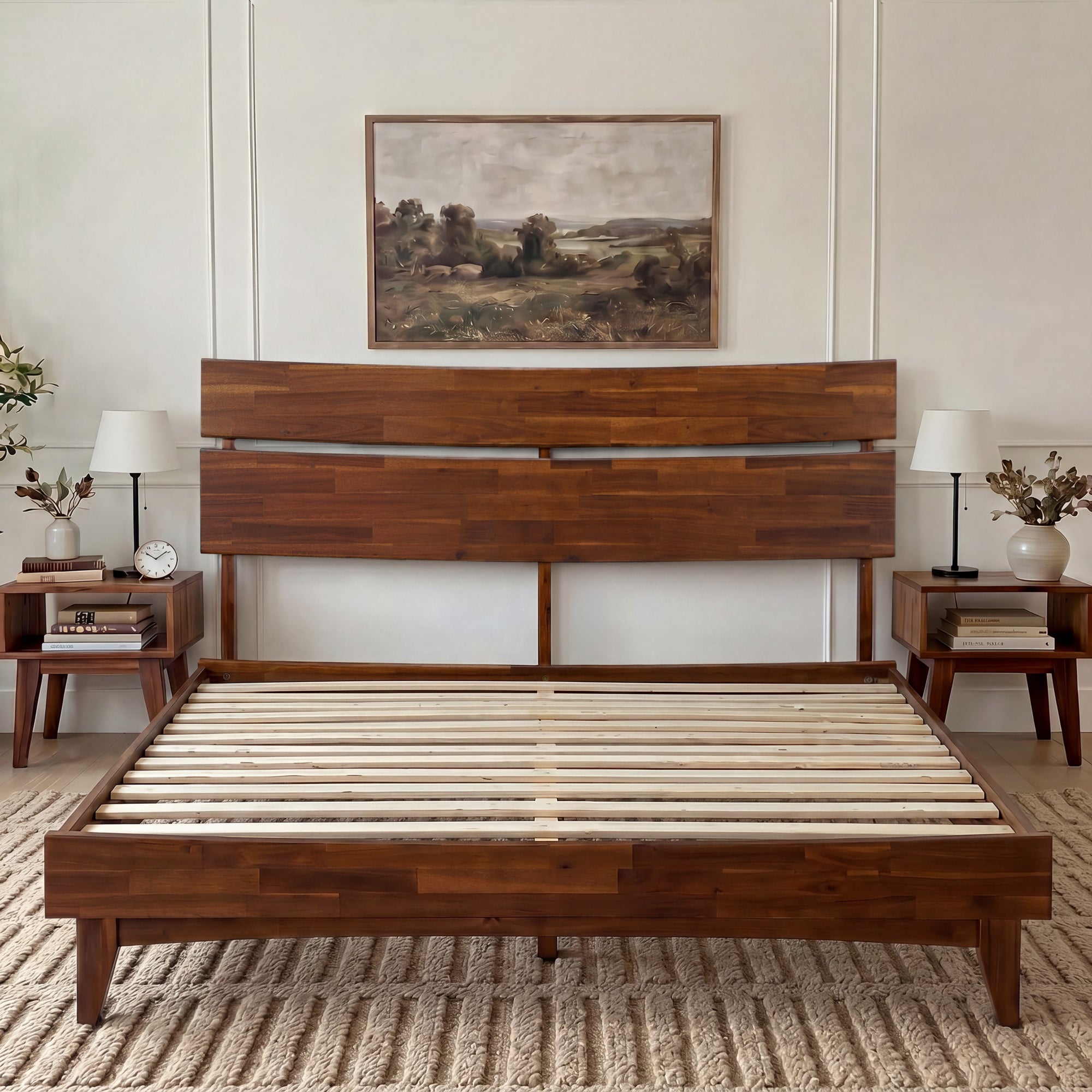 Acacia Solid Wood Bed Frame - Aurora Style for a Stylish Bedroom