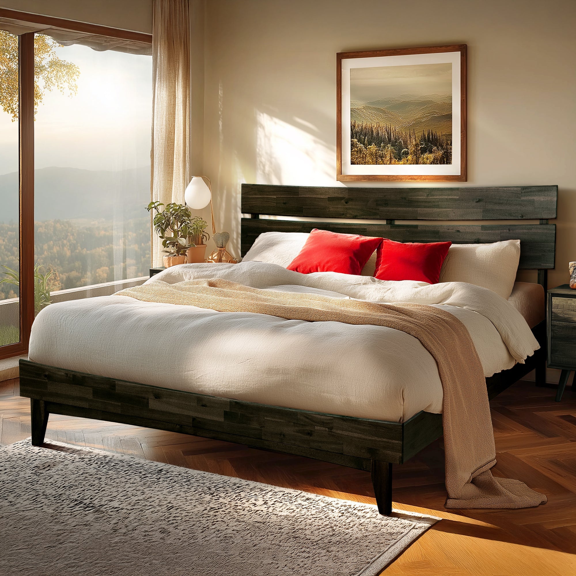 Acacia Solid Wood Bed Frame - Aurora Style for a Stylish Bedroom