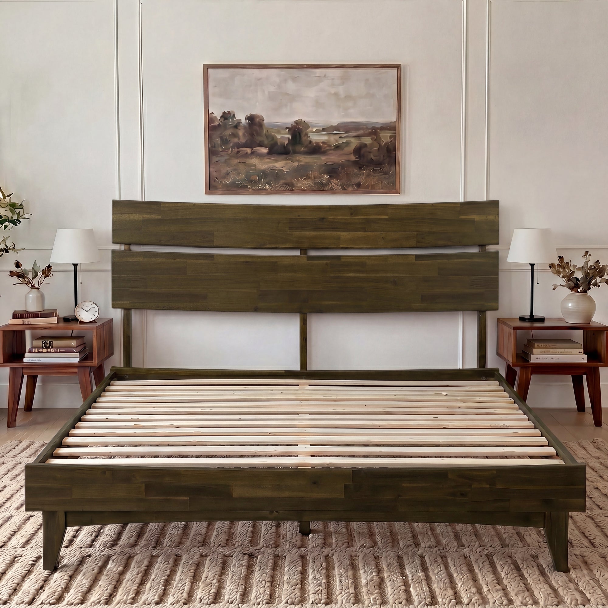 Acacia Solid Wood Bed Frame - Aurora Style for a Stylish Bedroom