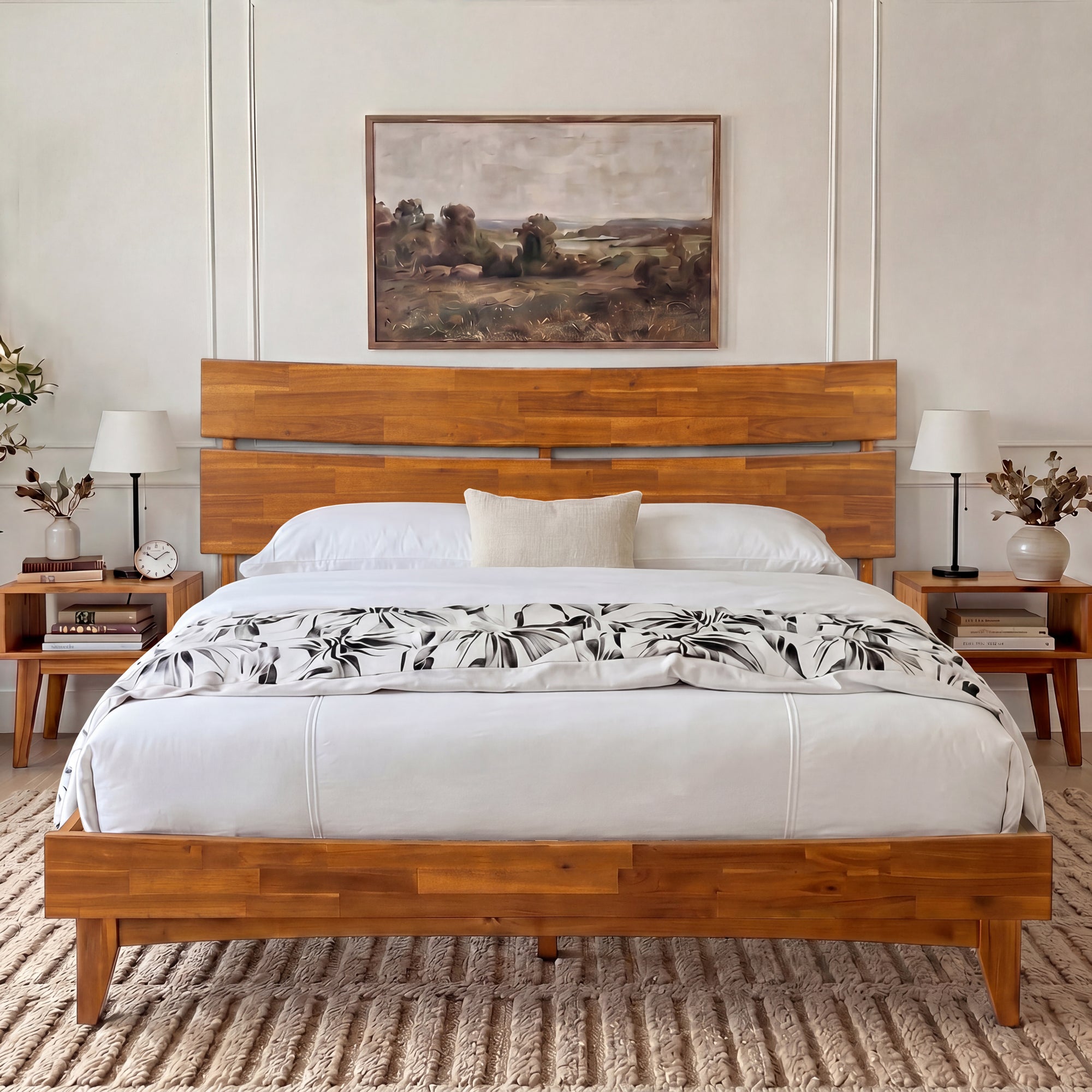Acacia Solid Wood Bed Frame - Aurora Style for a Stylish Bedroom