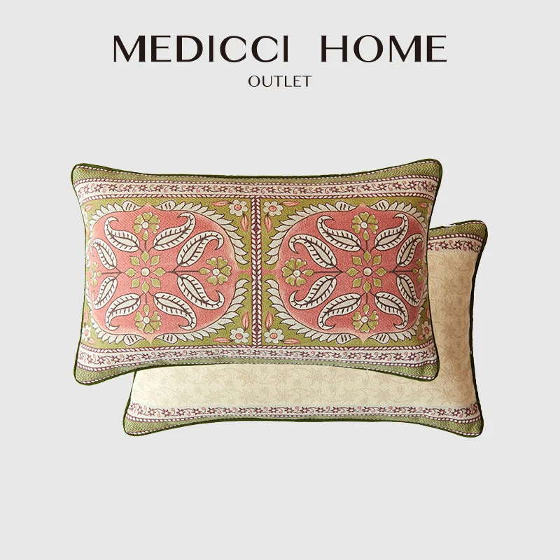 DecorBites™ Datura Flowers Print Wool Velvet Mandala Luxe Pillow Case