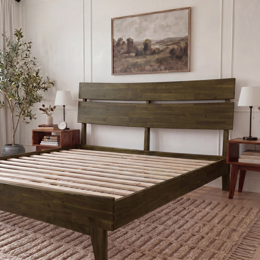 Acacia Solid Wood Bed Frame - Aurora Style for a Stylish Bedroom