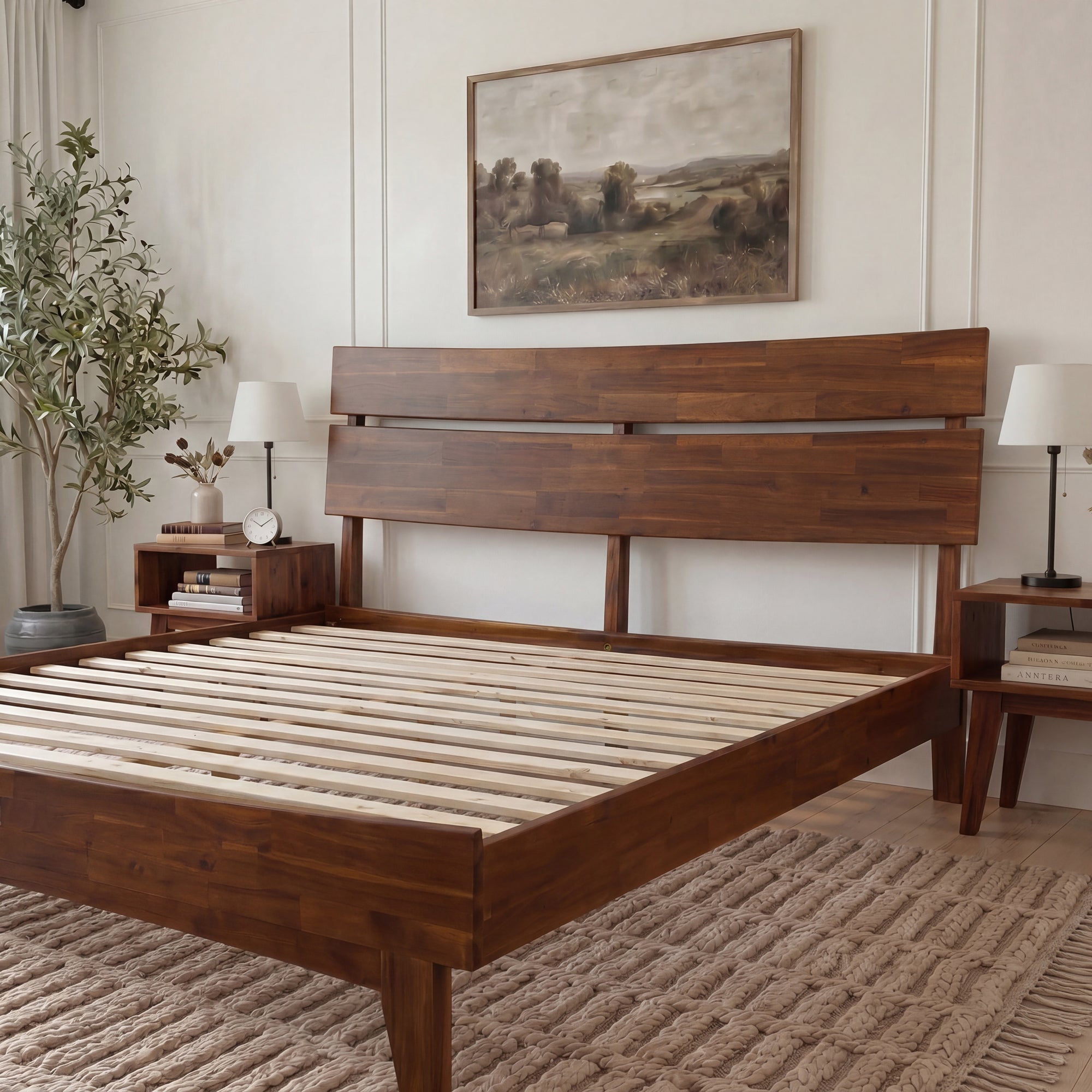 Acacia Solid Wood Bed Frame - Aurora Style for a Stylish Bedroom