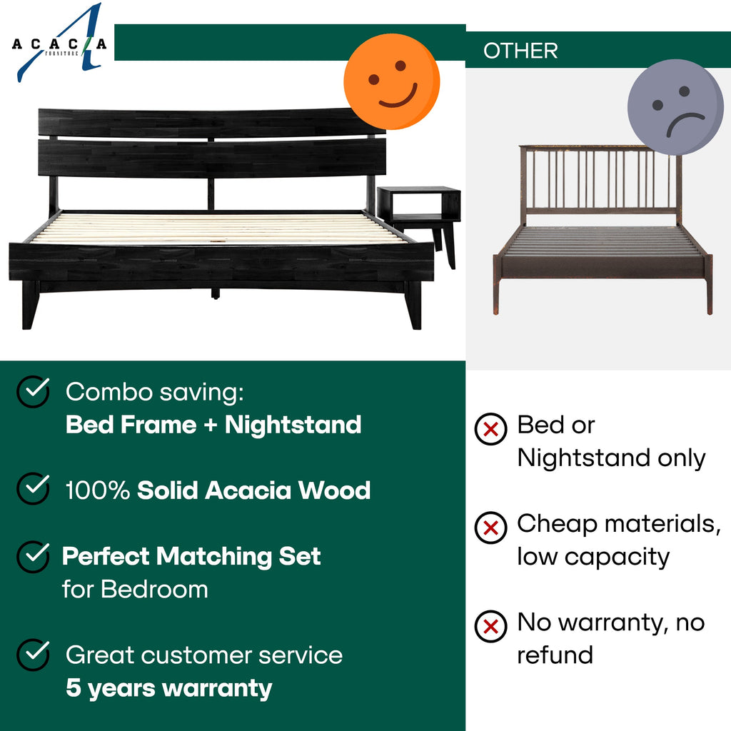 Acacia Solid Wood Bed Frame - Aurora Style for a Stylish Bedroom