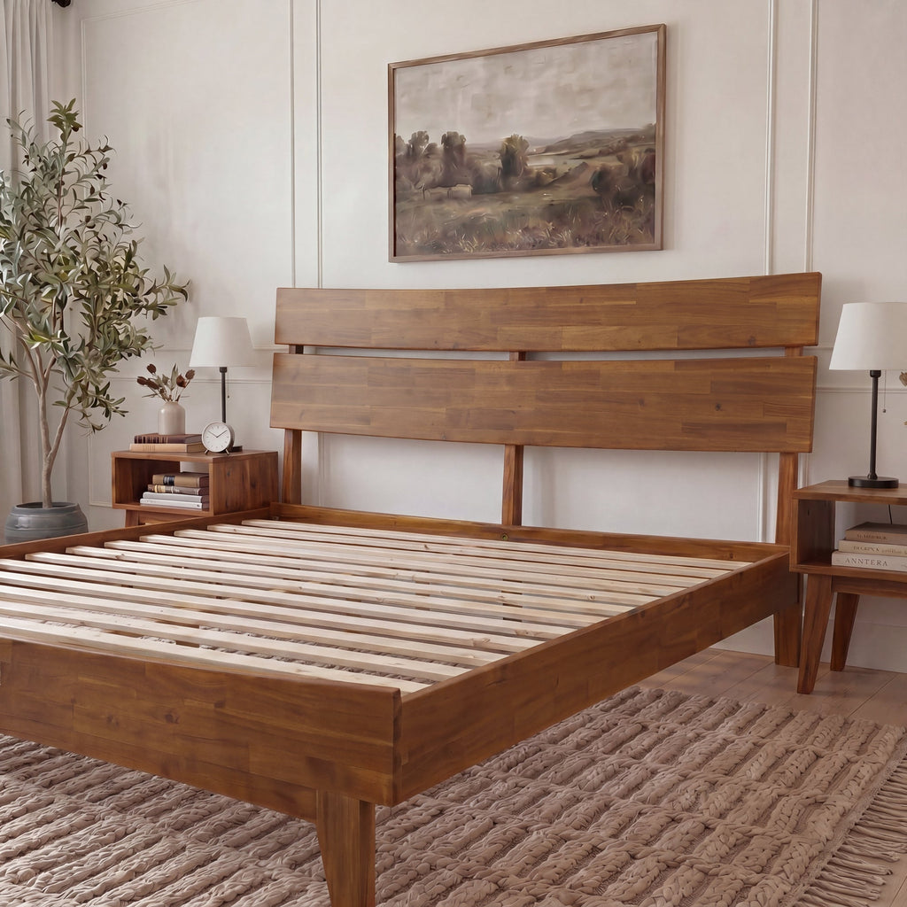Acacia Solid Wood Bed Frame - Aurora Style for a Stylish Bedroom