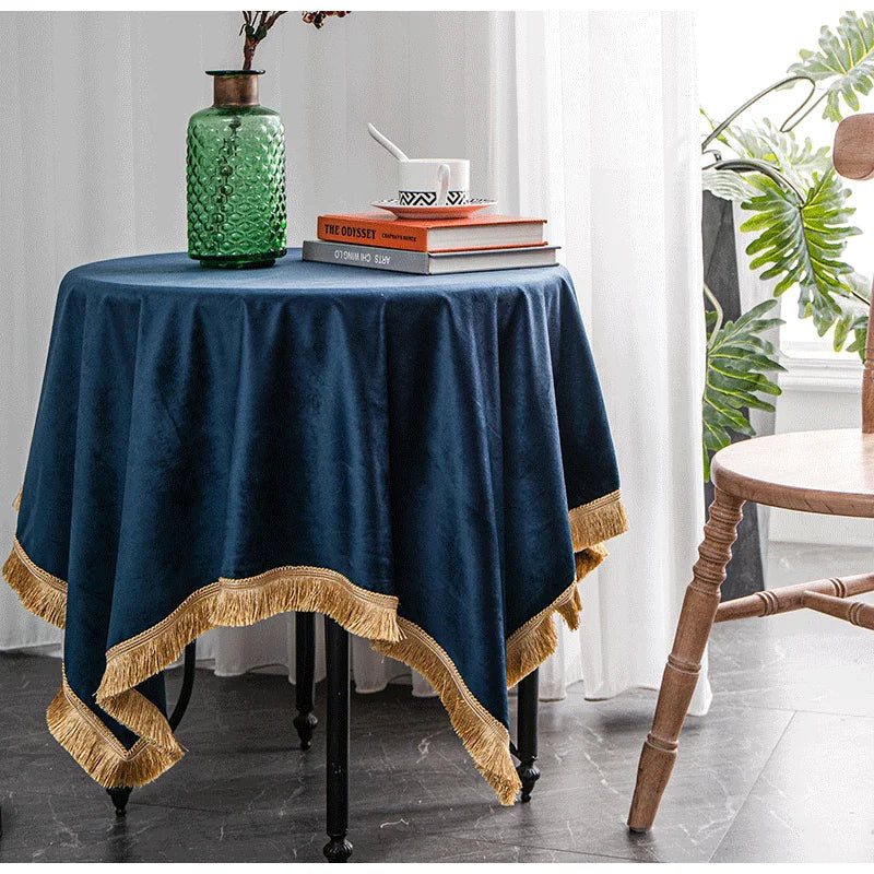 DecorBites™ Velvet Wedding Table Cloth - Premium American Retro Decor