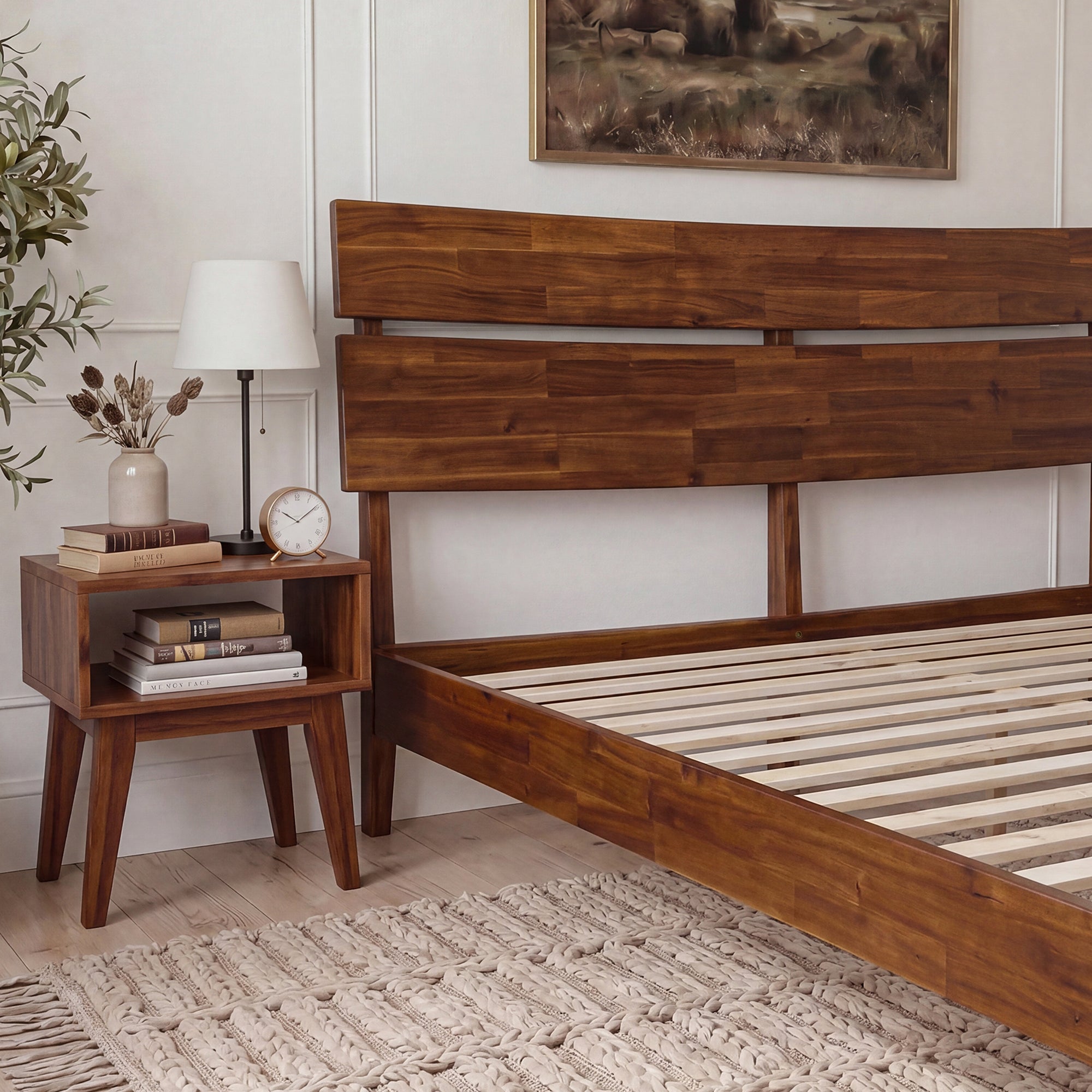 Acacia Solid Wood Bed Frame - Aurora Style for a Stylish Bedroom