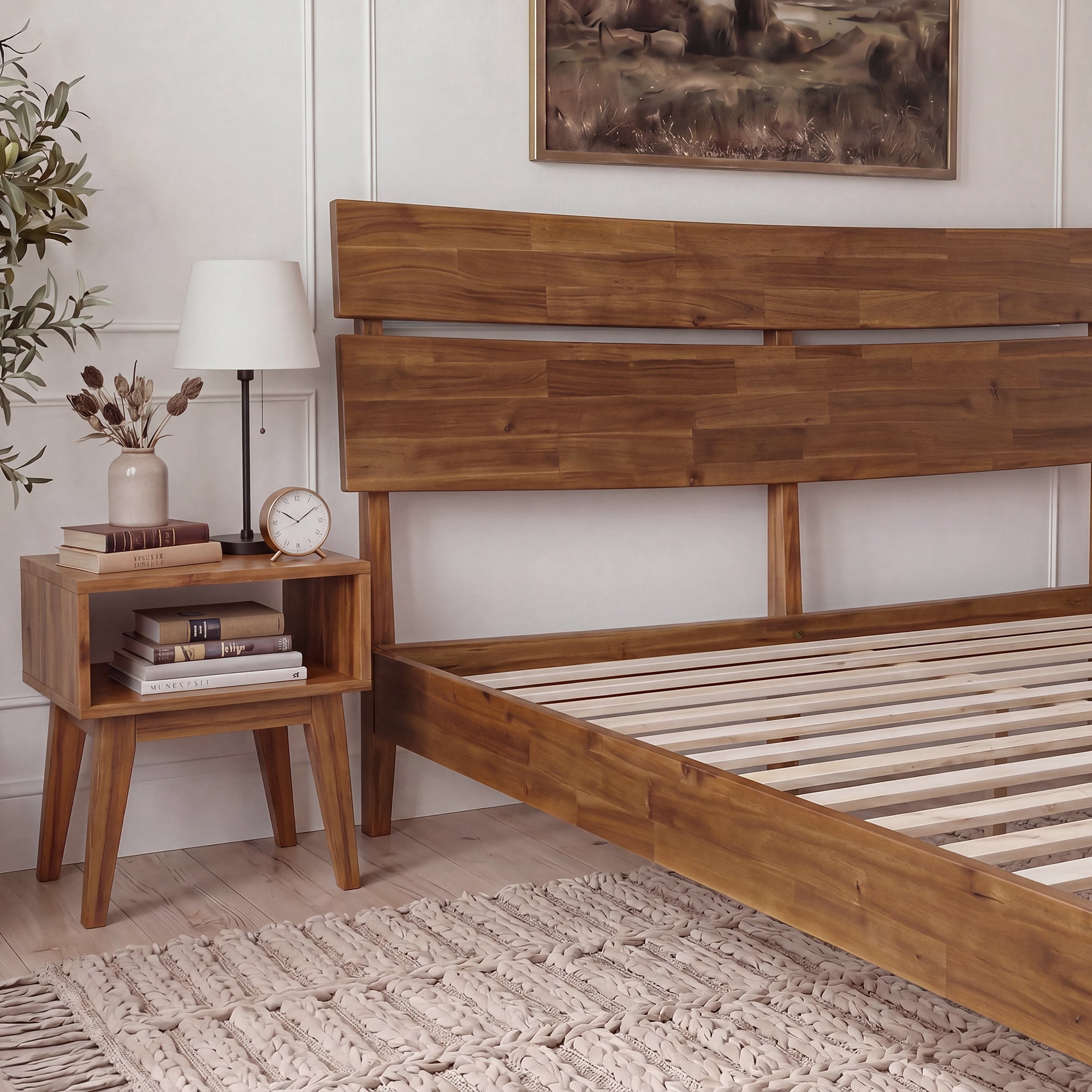 Acacia Solid Wood Bed Frame - Aurora Style for a Stylish Bedroom