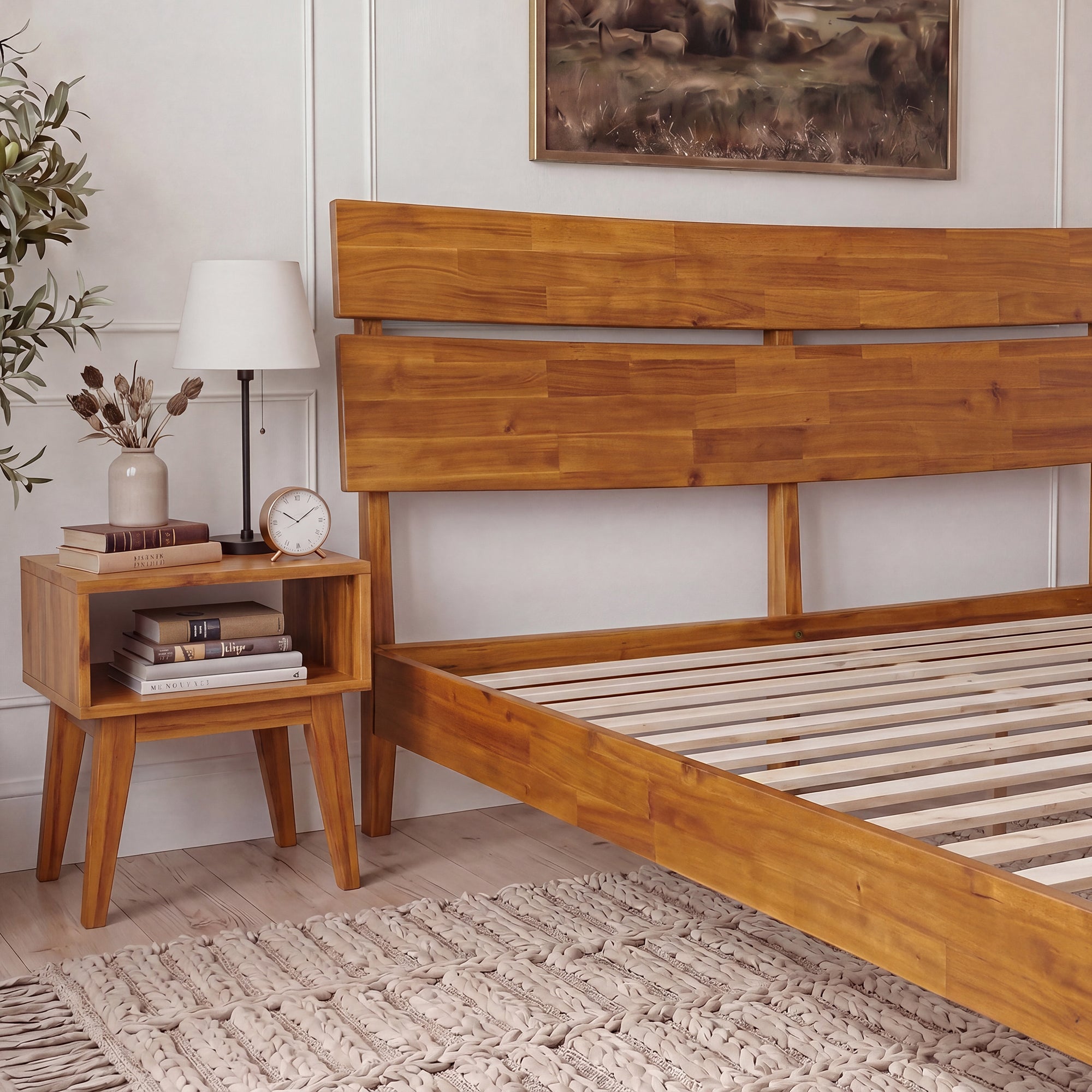 Acacia Solid Wood Bed Frame - Aurora Style for a Stylish Bedroom