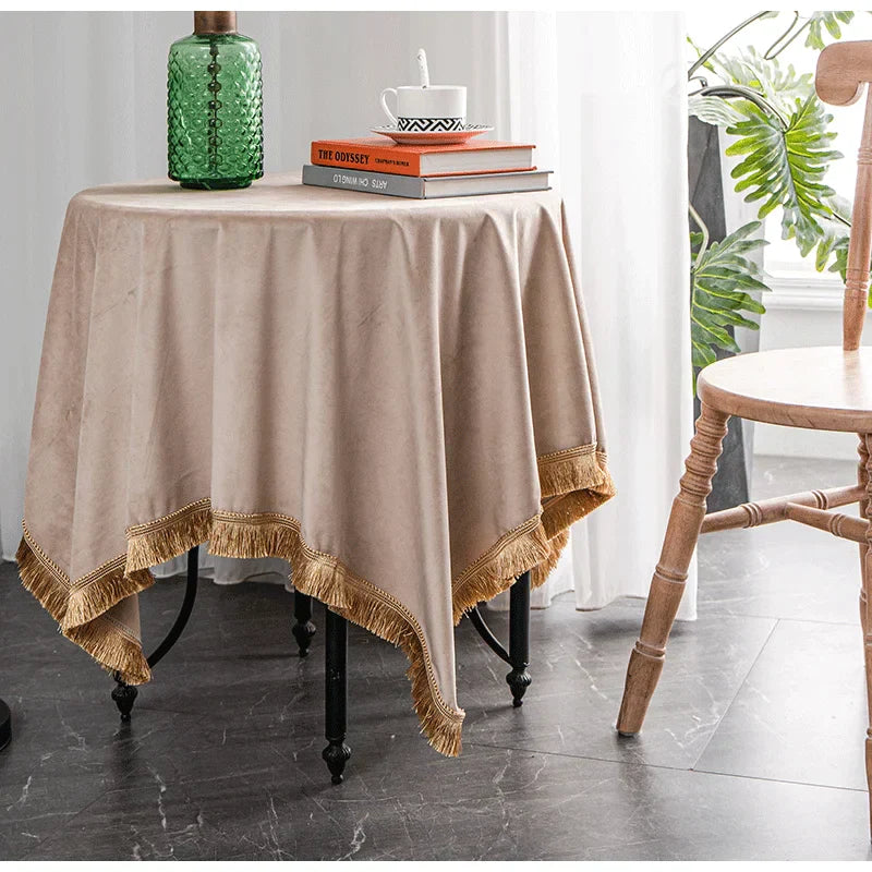 DecorBites™ Velvet Wedding Table Cloth - Premium American Retro Decor