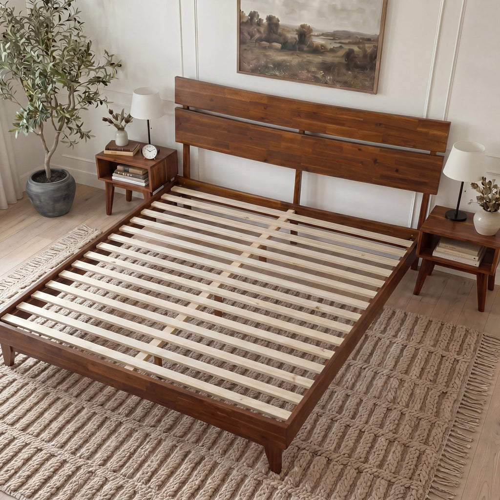 Acacia Solid Wood Bed Frame - Aurora Style for a Stylish Bedroom