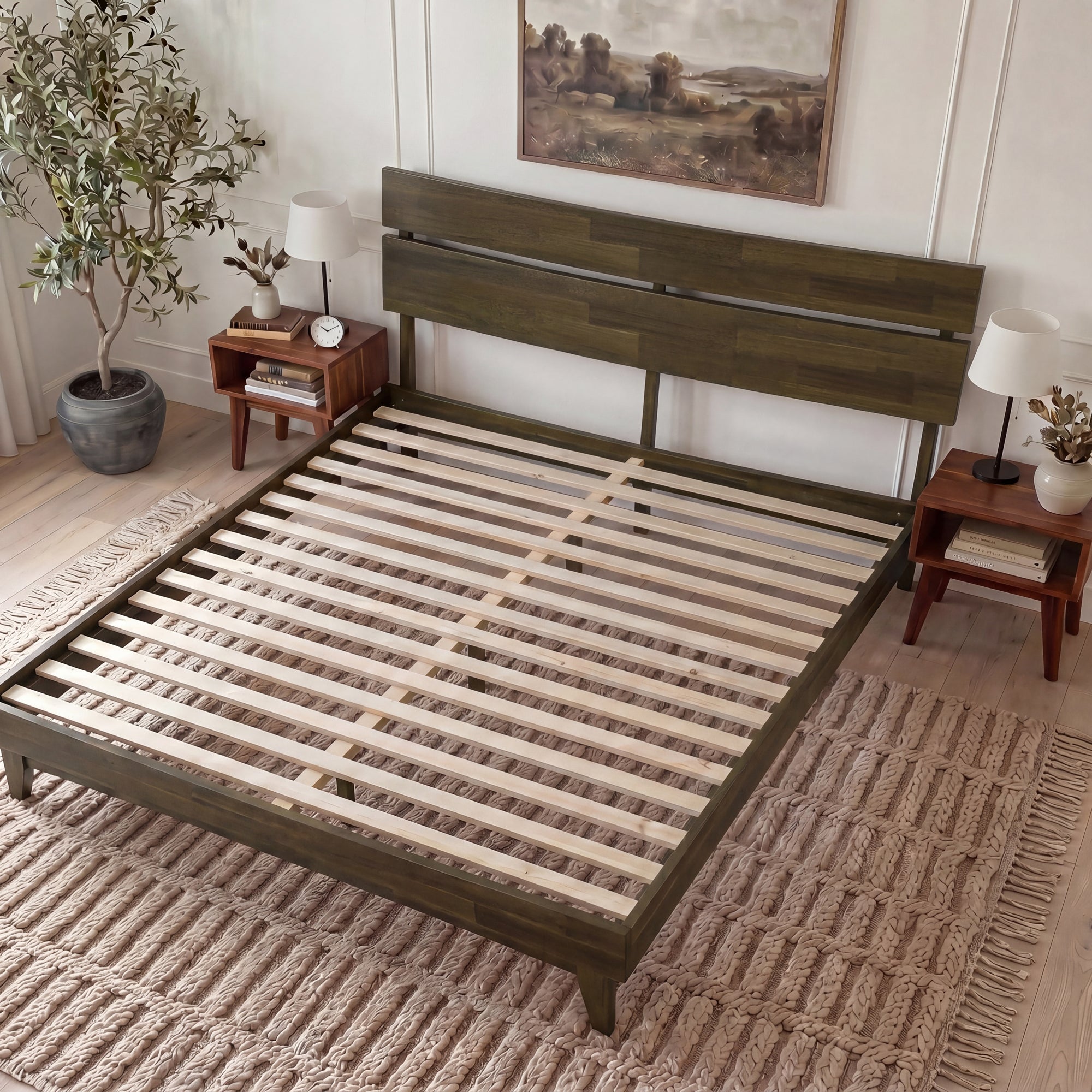 Acacia Solid Wood Bed Frame - Aurora Style for a Stylish Bedroom