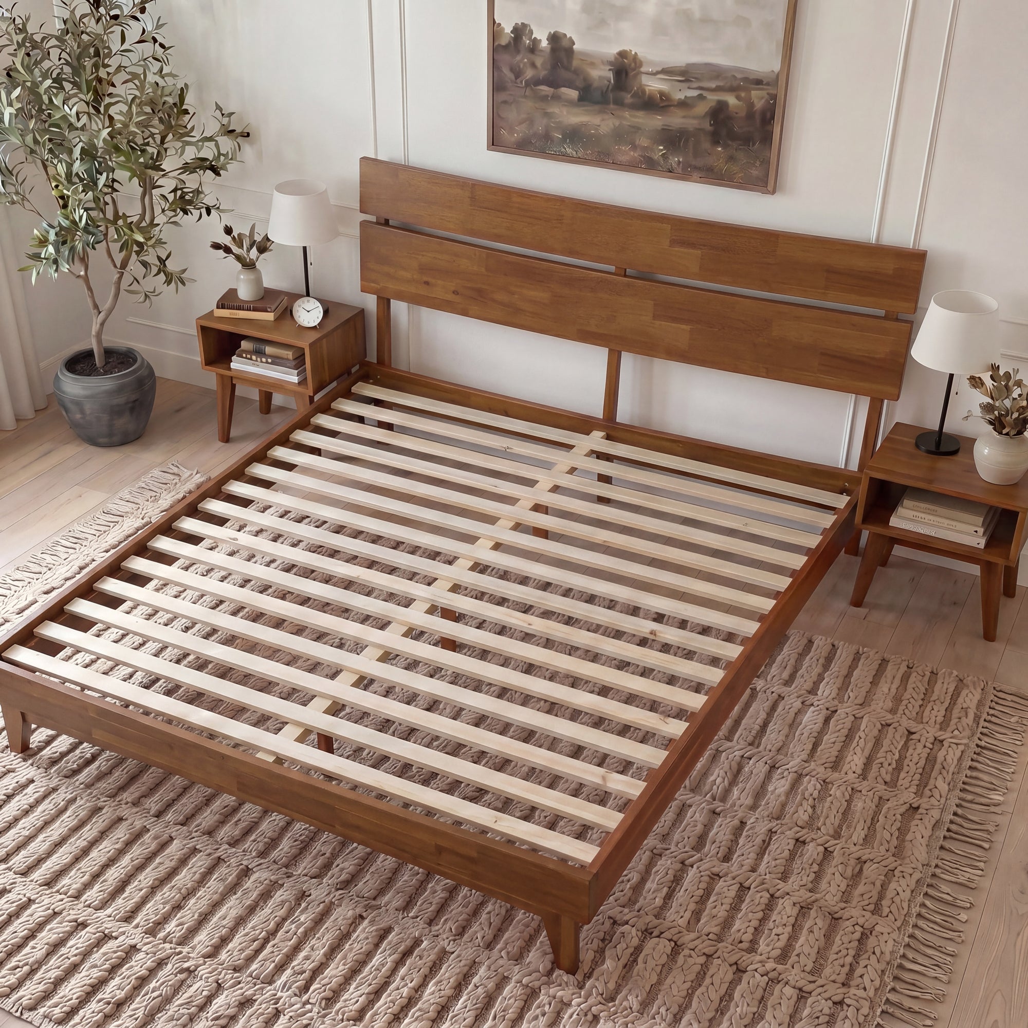 Acacia Solid Wood Bed Frame - Aurora Style for a Stylish Bedroom