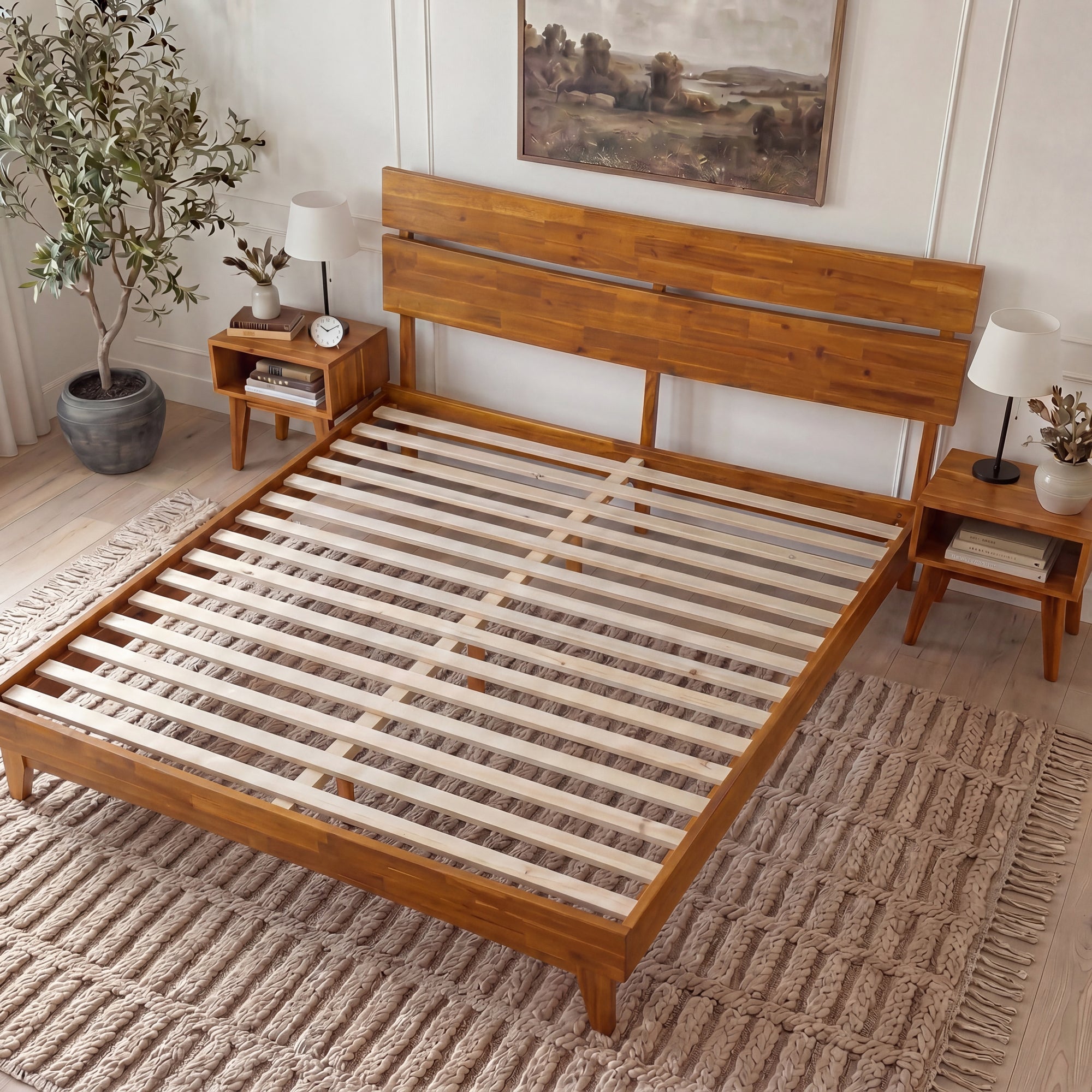 Acacia Solid Wood Bed Frame - Aurora Style for a Stylish Bedroom