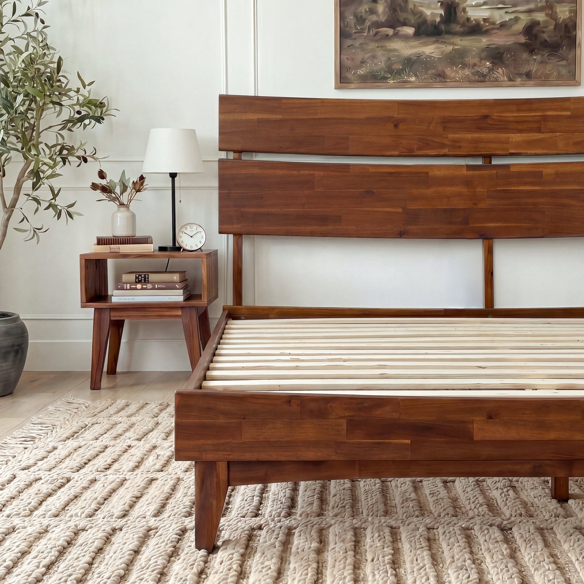 Acacia Solid Wood Bed Frame - Aurora Style for a Stylish Bedroom