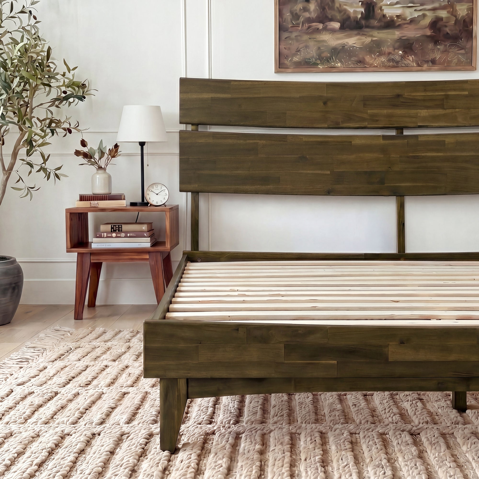 Acacia Solid Wood Bed Frame - Aurora Style for a Stylish Bedroom