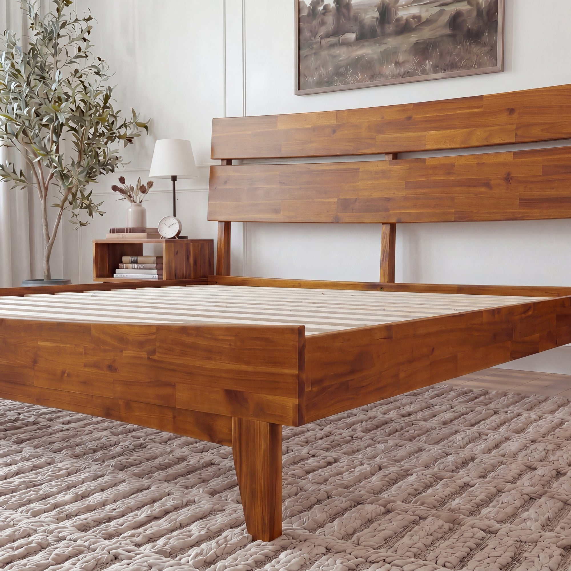 Acacia Solid Wood Bed Frame - Aurora Style for a Stylish Bedroom