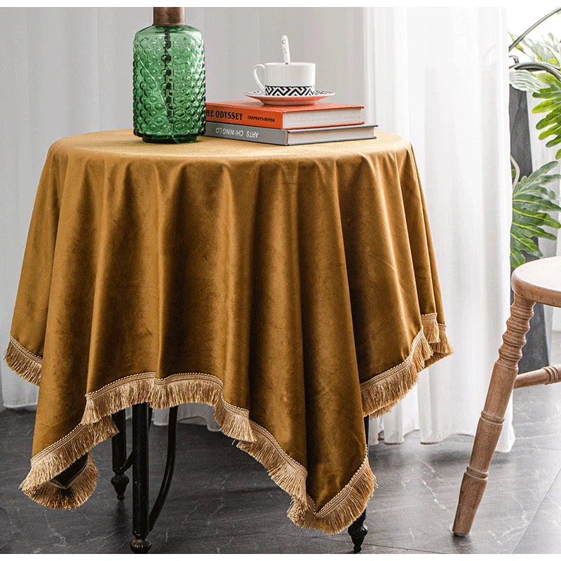 DecorBites™ Velvet Wedding Table Cloth - Premium American Retro Decor