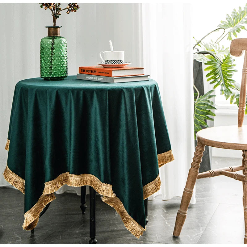 DecorBites™ Velvet Wedding Table Cloth - Premium American Retro Decor