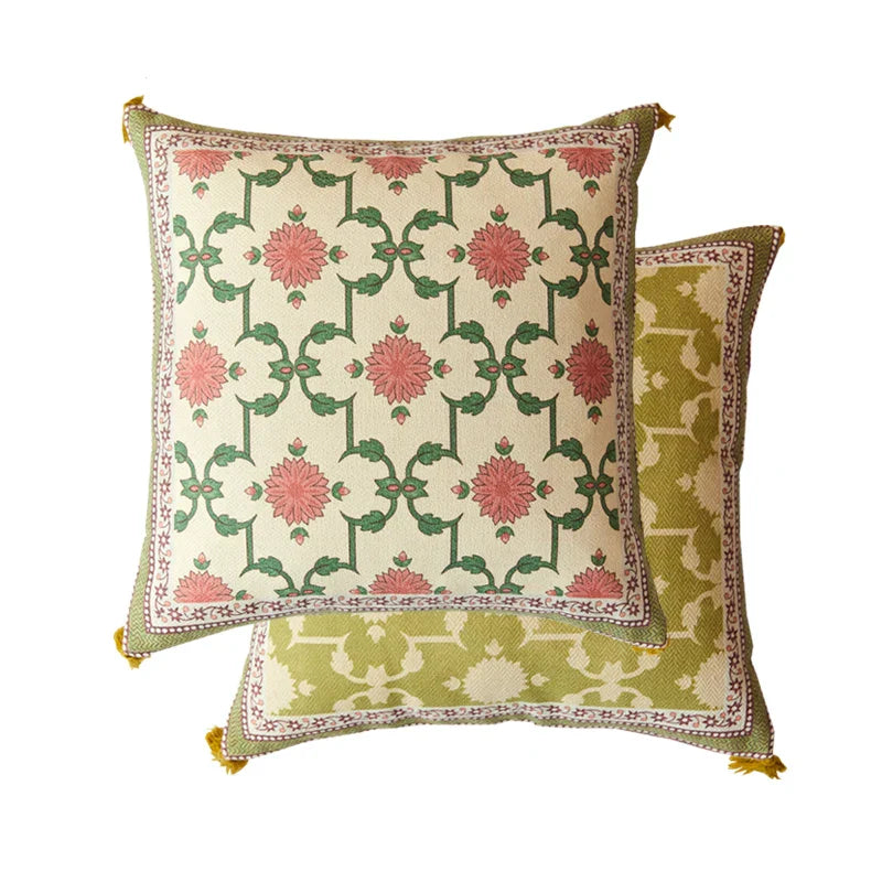 DecorBites™ Datura Flowers Print Wool Velvet Mandala Luxe Pillow Case